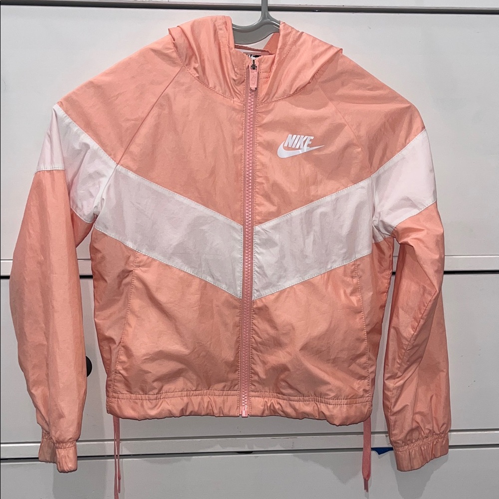 Nike Peach and White Hooded Jacket